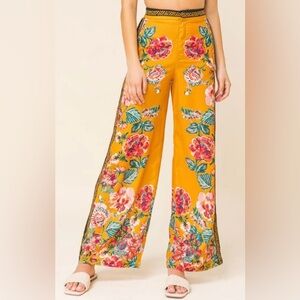 Jealous Tomato Mustard Floral Print Pants